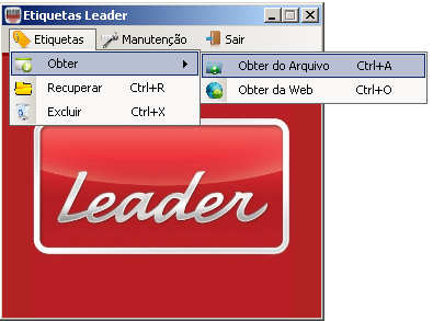 5.6. Obter Etiquetas do Arquivo Recurso disponibilizado para poder obter as etiquetas do arquivo Etq baixado do B2B da Leader. Necessário fazer o download do arquivo Etq no B2B da Leader.