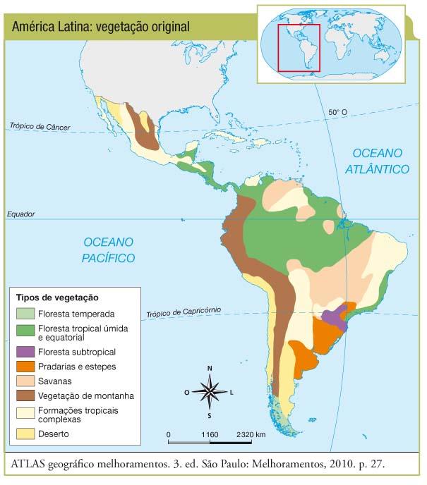 As principais são: Florestas tropicais e equatoriais: localizam-se em regiões úmidas e quentes; Savanas: localizam-se em regiões que apresentam duas