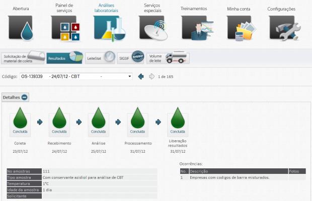 3.2 Resultados de análises Os códigos das Ordens de Serviço (OS) podem ser consultados na tela de resultados no Módulo Análises Laboratoriais.