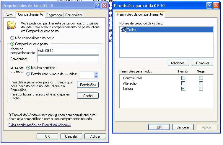 Controle total [Full Control] - Permite alterar permissões e tomar propriedade de pastas e arquivos (somente aplicável em partições NTFS) e todas permissões do tipo de acesso Alterar.