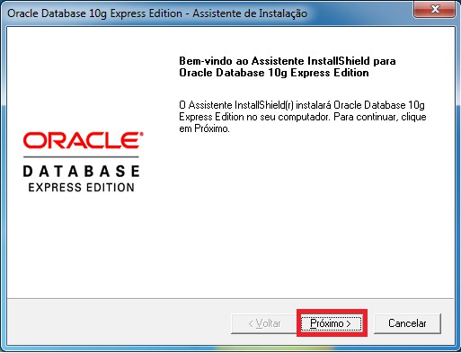 Página 3 * Instalar Oracle OracleXEUniv.exe Abaixo passo a passo da instalação do OracleXEUniv.