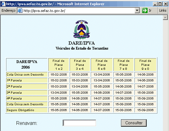 Figura 14. Informações detalhadas sobre o serviço IPVA Ao acessar o serviço IPVA, o usuário visualizará uma página semelhante à ilustrada na figura 15. Figura 15.