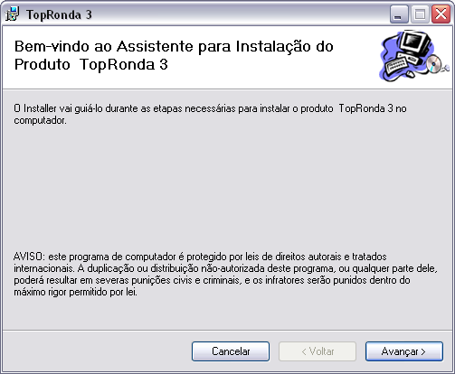 Passo 10: O caminho padrão para a sua instalação é C:\Arquivos de programas\topdata\topronda 3.