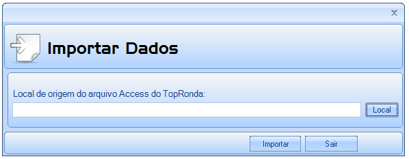 Na tela a seguir, configurar o caminho do banco a ser importado,