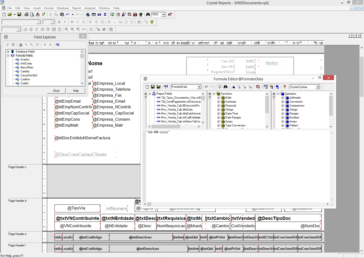 Passar a partir d reprt standard (Cpy & Paste) a expressã ds mesms camps Atualizaçã da V12.60.00/