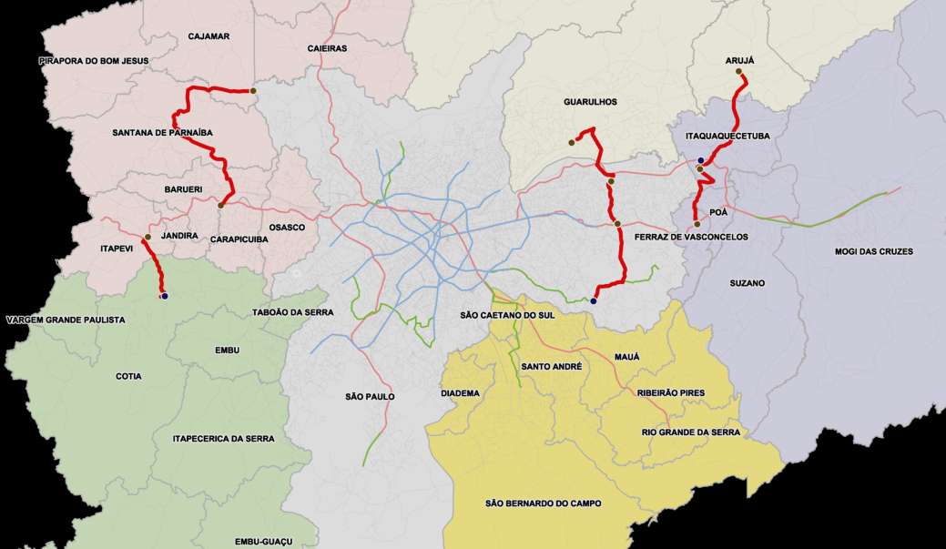 EM ELABORAÇÃO - Projetos Básico e BRT Executivo no padrão 2 4 1 3 1 BRT Itapevi-Cotia 9,4 km 68,7 mil passageiros/dia 2 BRT Alphaville-Cajamar