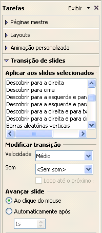 . Alterar slides clicando no plano de fundo. Apresentação sempre por cima: Para a apresentação ser executada sobre outras janelas abertas.