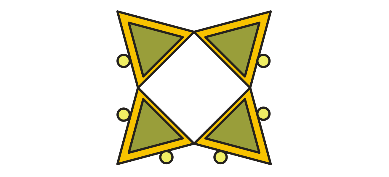 Para adicionar cores aos triângulos internos 1 Clique na ferramenta Seleção. 2 Mantenha pressionada a tecla Shift e selecione os quatro triângulos internos.