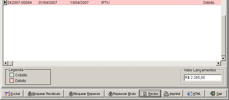 14. Recibos Na tela de cadastro de recibo são listados todos os lançamentos de crédito e débito