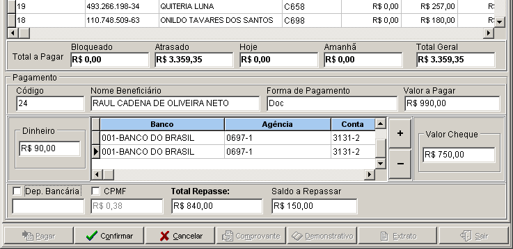 19. Pagamento de Repasse pelo Caixa da Imobiliária O pagamento de repasse também pode ser feito através da movimentação de caixas.