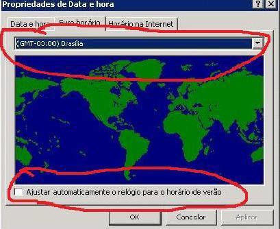 Na mesma tela de alteração do horário do Windows, na aba fuso horário, o GMT deverá estar como BRASILIA, E DEVERÁ ESTAR