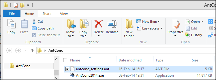 Salvar as configurações a. Exporte as configurações para a mesma pasta em que está o AntConc. b.