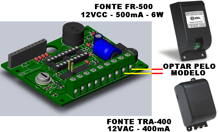 12V (AC ou DC), sem necessidade de polarização. 2.