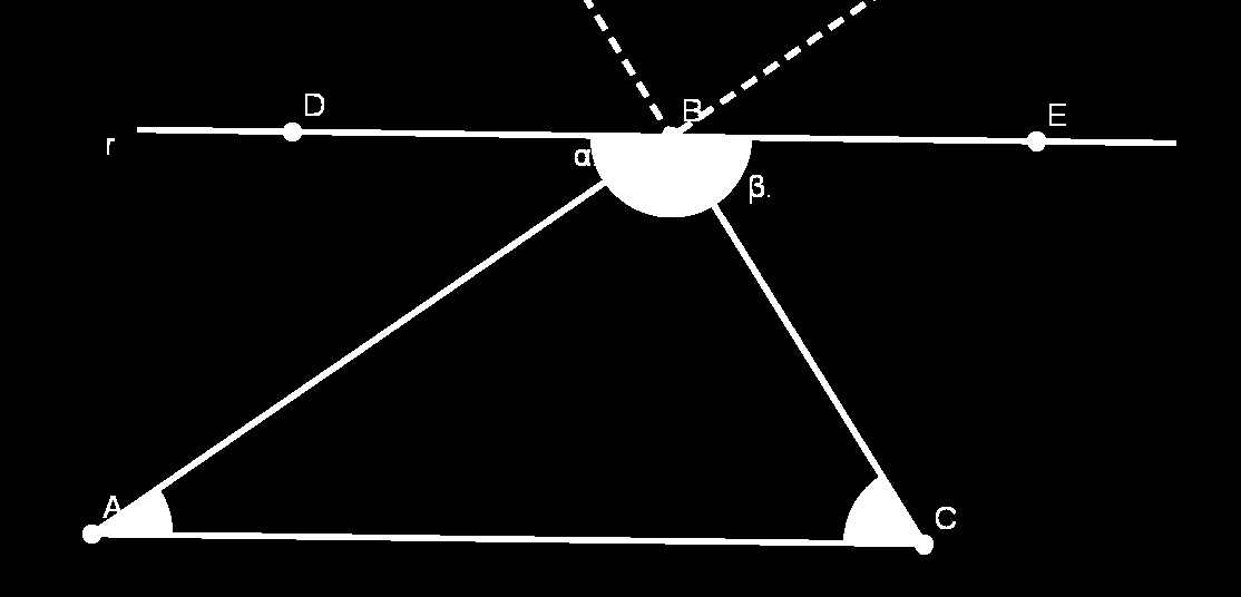 Geometria Euclidiana Plana AULA 5 Figura 5.3: Portanto, C ˆBE + A ˆBC + A ˆBD = 180. Pelo Teorema 5.1, temos que C ˆBE = AĈB e A ˆBD = BÂC. Logo, Â + ˆB + Ĉ = 180.