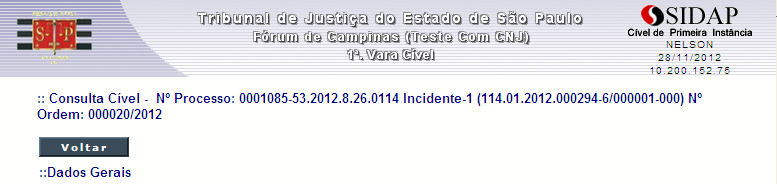 Para os processos com numeração convertida (processos principais) e para os processos que ganharam novo número (Incidentes Apartados), as