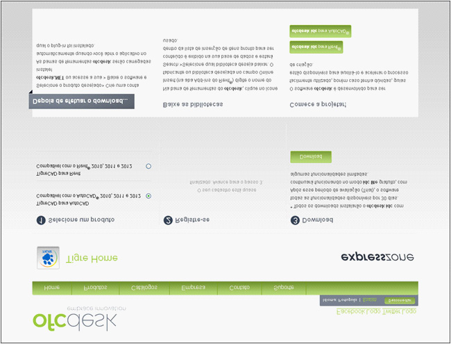No site da ofcdesk, selecione o TigreCAD para AutoCAD (a) e clique em Download (b).