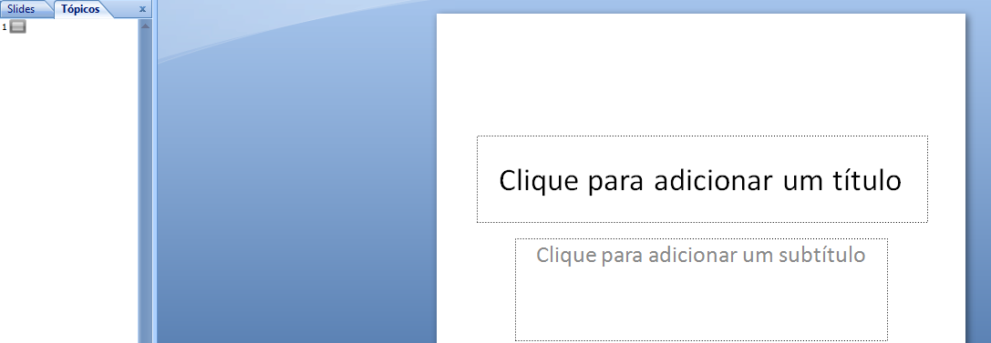 8 Botões de Modo de Visualização Modo de exibição Normal: modo mais usado para realizar edição, indicado para criar apresentação. Ele conta com três áreas.