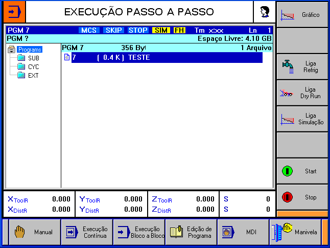 1.7.3 - EDITOR DE PROGRAMA Figura 27 Quando pressionamos a tecla MOD e não estamos na edição então o comando habilita ou