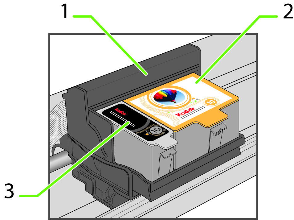 Manutenção da impressora Como substituir os cartuchos de tinta A impressora Kodak usa cartuchos separados de tinta preta e colorida.