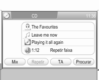 Leitor de CD 31 Durante a reprodução do CD MP3 Se estiver inserido um CD MP3, todas as pistas na pasta agora seleccionada ou todas as pistas no CD podem ser reproduzidas aleatoriamente.