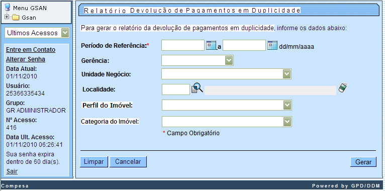 Devolução de Valores Semi Automático - Parte 2 Gsan -> Faturamento -> Conta -> Devolução Pagamento Duplicidade Motivação Desenvolver melhoria para o módulo de devolução, permitindo que a partir da