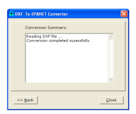 3) Exportar o ficheiro DXF para ficheiro de extensão INP, a utilizar no EPANET