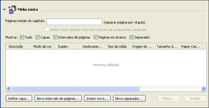 COMMAND WORKSTATION 19 PARA DEFINIR ESPECIFICAÇÕES DE MÍDIA MISTA 1 Selecione ou clique com o botão direito do mouse em uma tarefa em spool/em espera na exibição Centro de tarefas e escolha