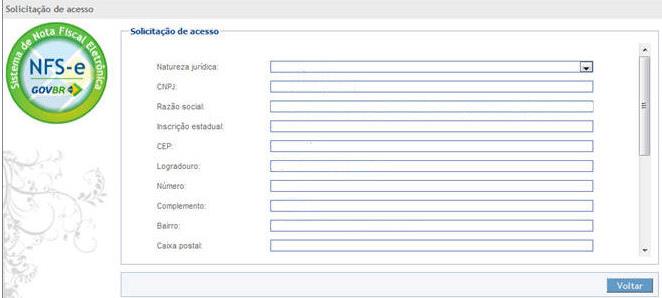 NOTA FISCAL DE SERVIÇOS ELETRÔNICOS Solicitação de acesso de Pessoa Física: Solicitação de acesso- Pessoa