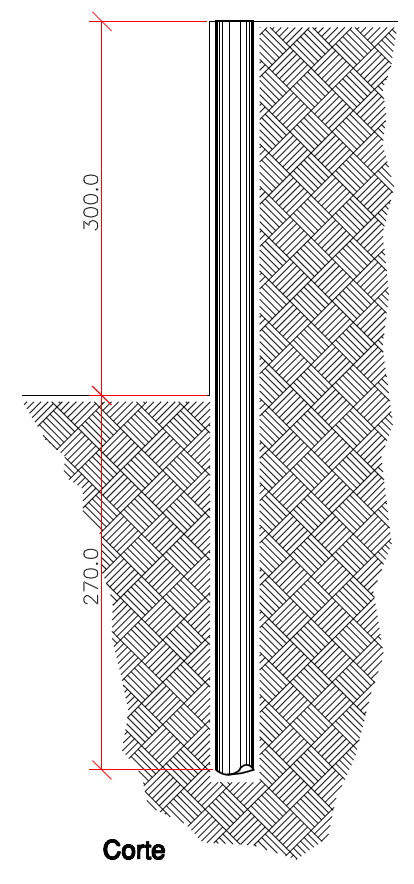 Figura 20: Vista frontal de uma estaca da cortina dimensionada A Figura 21 a seguir