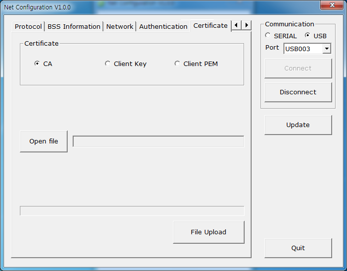 7) Certificado A impressora pode guardar o ficheiro de certificados para certificação EAP-TLS.