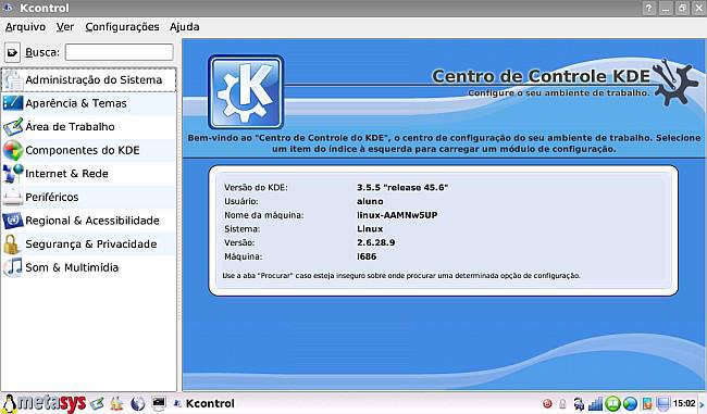Acessando o Aplicativo KControl: Através do Menu K, clique em Metasys Favoritos Centro de Controle (KControl).
