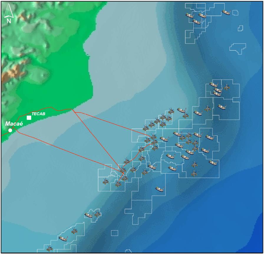 O Futuro do Conteúdo Local Bacia de Campos Bacia de Santos ~ 60 plataformas Mapa esquemático Mapa esquemático