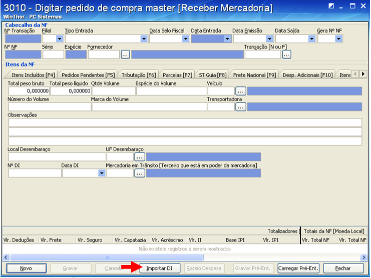 caminho do Arquivo EXTRATO MDB e clique no botão Carregar; do WinThor.