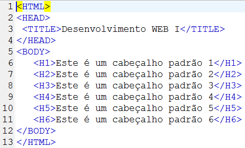 Um documento HTML básico é composto de duas partes: A seção de cabeçalho descritiva; O corpo do conteúdo. Analisaremos, mais adiante, cada um destes TAGS (comandos). 4.