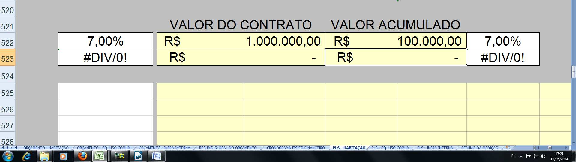 Medição dos serviços/equipamentos 4.1.3.