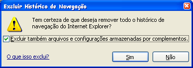 Selecione a opção Excluir Também arquivos e configurações armazenadas por complementos, e clique no botão Sim.