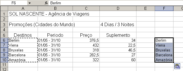 Copiar células 1. Utilizando o botão esquerdo do rato, seleccione as células a copiar. 2. Seleccione no menu Editar a opção Copiar.