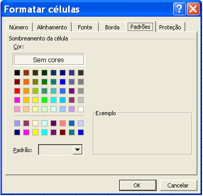 Aba BORDA: Permite selecionar qualquer efeito de borda para a célula selecionada, incluindo os quatro lados simultaneamente.