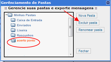 Como posso excluir pastas?