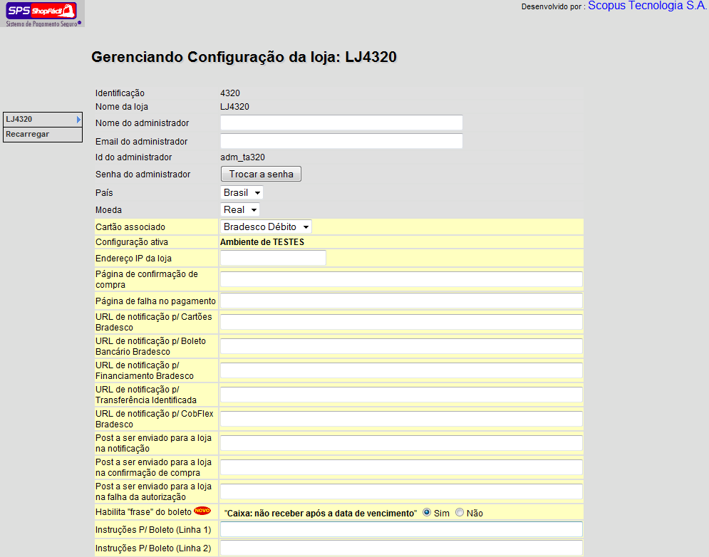 asp?loja=xxxx Onde xxxx é o número da sua loja.