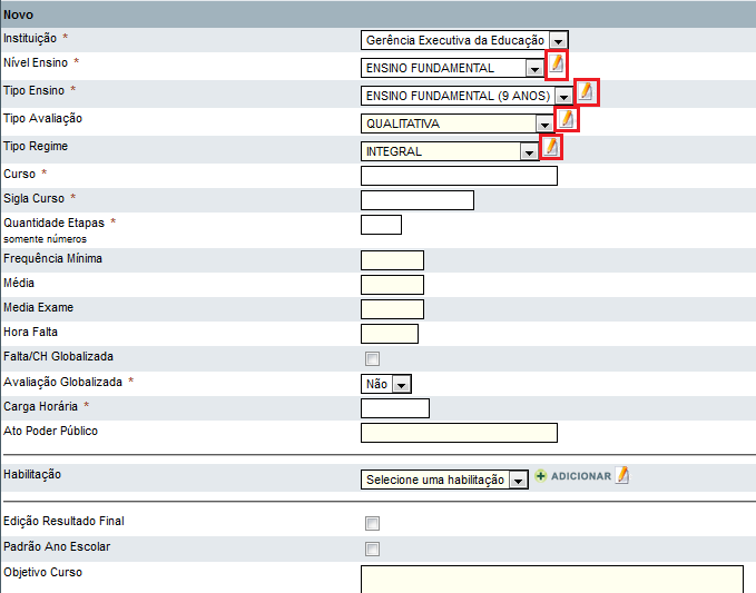 Figura 22 Clicando no botão Novo o usuário será levado a um formulário de cadastro.