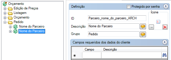 6.2 Edição de Pedido b) Abrir o arquivo Parceiro_nome_do_parceiro_ARCH.xsl e: 1. Na linha 8 alterar o Nome_do_Parceiro em Title. 2.