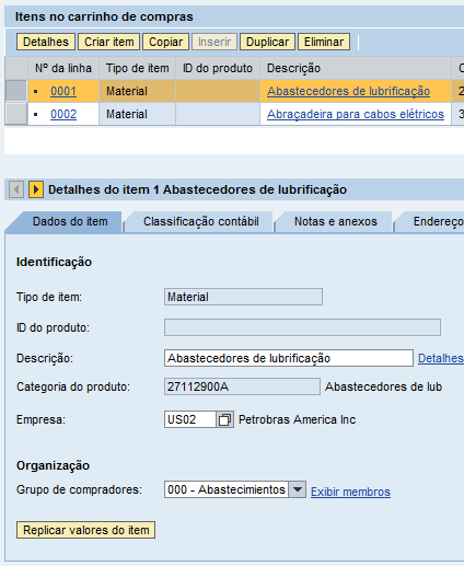 Nova funcionalidade de replicação de valores de itens IV.Edição de Itens - SRM 7.