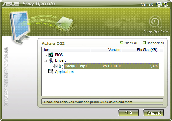 ASUS Easy Update O ASUS Easy Update é uma ferramenta de software que detecta e transfere automaticamente o BIOS, os controladores, e as aplicações