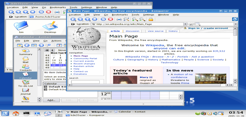 Versão 3 A terceira versão do KDE, publicada em 2002, foi na verdade um aprimoramento da segunda versão, tendo seis lançamentos menores. A mudança da API entre o KDE 2.x e o KDE 3.