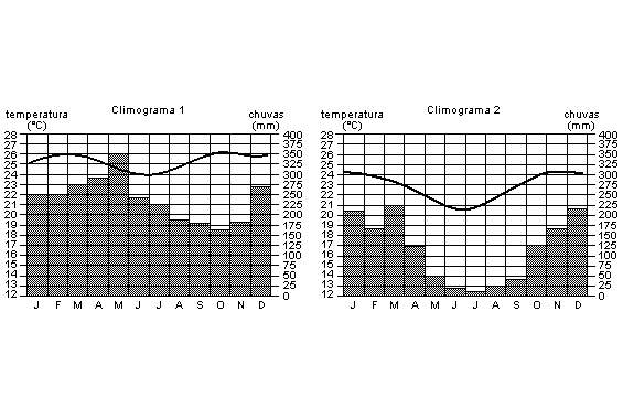 4) Analise os climogramas abaixo, referentes a duas cidades brasileiras.