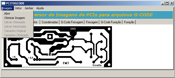 Depois de clicado no botão Abrir a imagem é carregada na primeira guia Imagem.