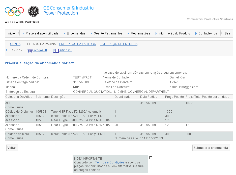 Previsão Por favor verifique a sua encomenda uma