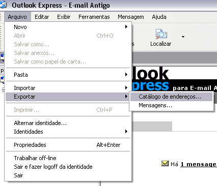 Outros Recursos Importando os contatos do Outlook Express para o Webmail Para importar os seus contatos do Outlook Express para o Webmail, siga as duas etapas: Exportação dos
