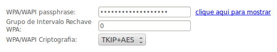 Para verificar a senha da rede sem fio, clique na opção clique aqui para mostrar Deve abrir uma nova janela mostrando a senha Com isso é possível conferir os parâmetros da rede sem fio. 6.